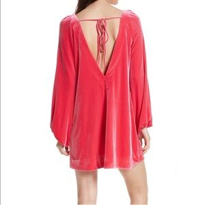 NWT Free People Hot Pink long-sleeve Velvet Mini Dress women’s XS but also Small